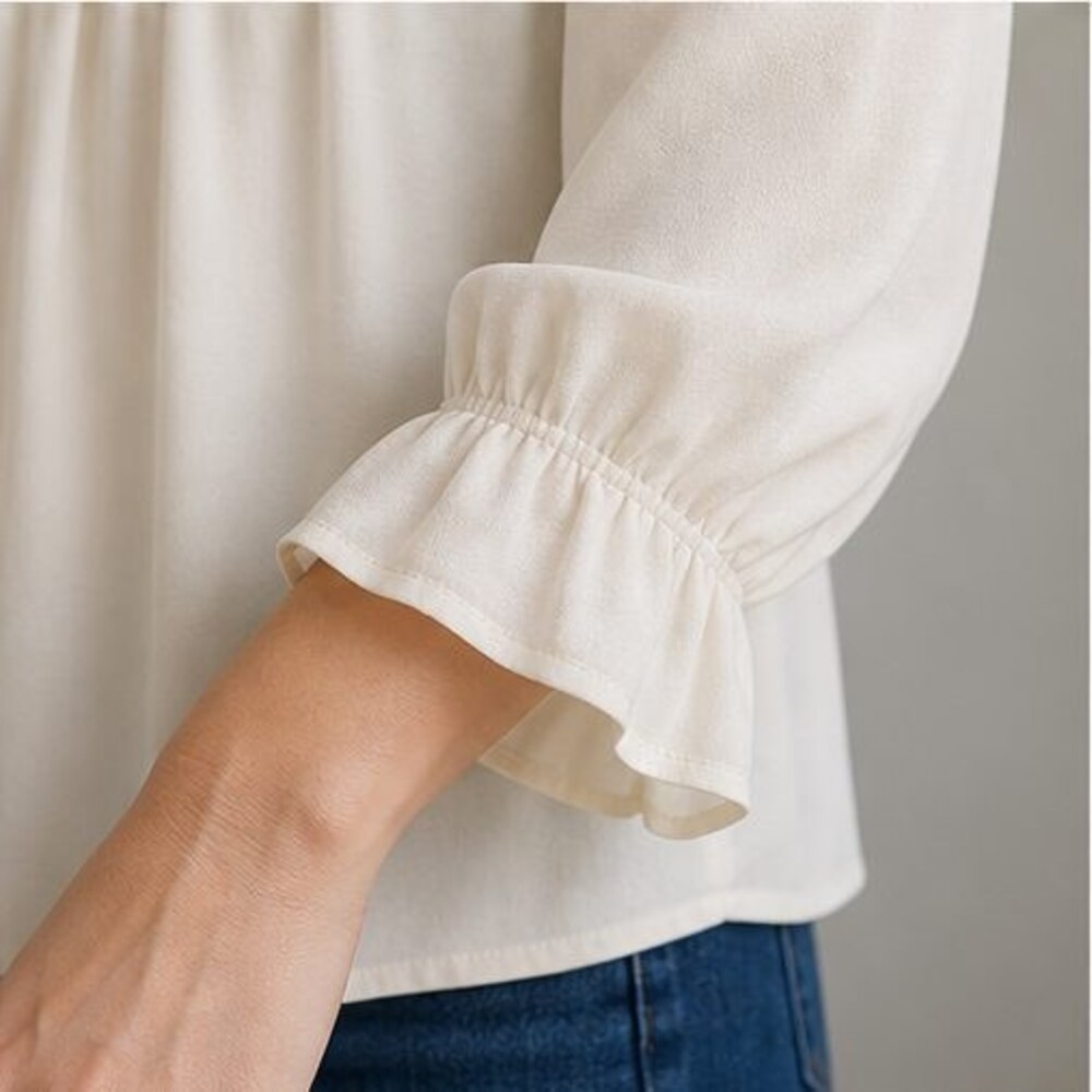 Cream Ruffle Blouse - Picture 5 of 6